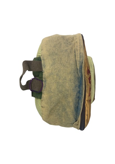 Old Cotton Cargo Kaliteli Tek Bölmeli Vintage Disayn Günlük Gezi Spor Okul Sırt Çantası Patchwork Komor 29x42cm Yeşil