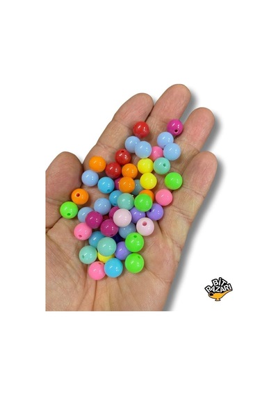 100 Adet Pastel Tonlarda 10mm Karışık Renk Ince Delikli Akrilik Boncuk