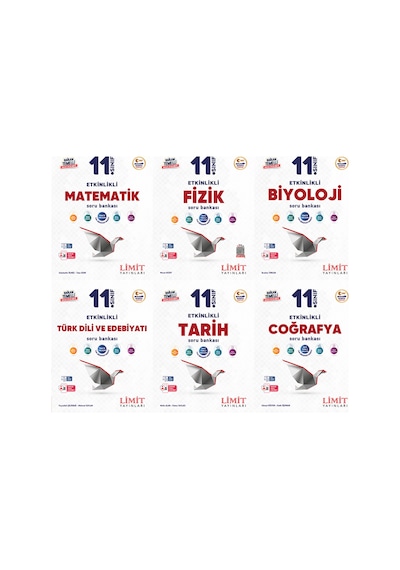 Limit 2027 11. Sınıf Matematik + Fizik + Biyoloji + Türk Dili Ve Edebiyatı + Tarih + Coğrafya Soru Bankası Seti 6 Kitap Maarif Model