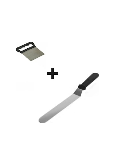 2li Set Hamur Şekillendirici Eğik Pasta Spatulası Ve Metal Hamur Kesici Kazıyıcı Spatula Sarı