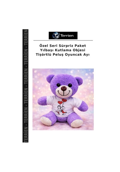 Özel Seri Sürpriz Paket Yılbaşı Kutlama Objesi Tişörtlü Peluş Oyuncak Ayı Çok Renkli