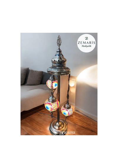 El Yapımı Otantik Mozaik Lambader 3 Lü Kahverengi - 717820606 Diğer