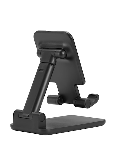 Ayarlanabilir Yükseklikli Masaüstü Telefon Ve Tablet Standı Katlanabilir, Çok Açılı, Kaymaz Silikon Pedli Tutucu Siyah