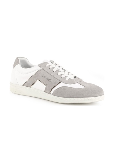 Erkek Sneaker Ayakkabı Hakiki Deri Süet Kombinli Bağcıklı Düz Kauçuk Taban Casual Retro Lbr H1033 Kemik-mavi
