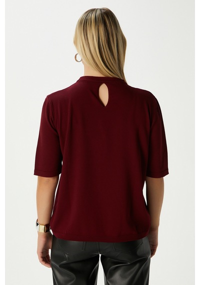 Ritnice Viscose Doku Next Premium Selection Bordo Yarım Kol Triko Kazak Bordo
