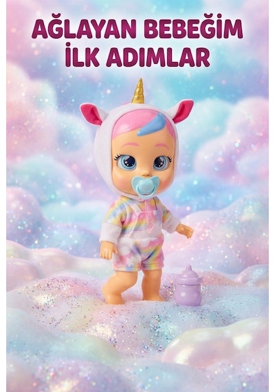 Ağlayan Bebek - İlk Adımlarını Atar Işıklı Ve Sesli Oyuncak Bebek 30 Cm Emzikli Ve Biberonlu Bebek 74936531