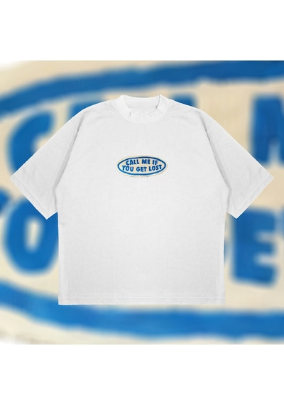 Tarzsokak Call Me If You Get Lost Oversize Unisex Pamuklu Nefes Alan Kalın Kumaşlı Beyaz