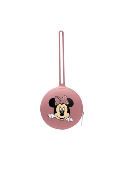 Minnie Mouse Baskılı Silikon Emzik Kutusu - Emzik Saklama Kabı - Hijyenik Ve Askılı Tasarım Koyu Pembe