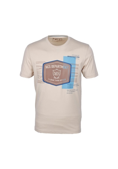 Ncs Bej Bisiklet Yaka Slim Fit Dar Kesim Baskılı T-shirt 1216-bej Bej