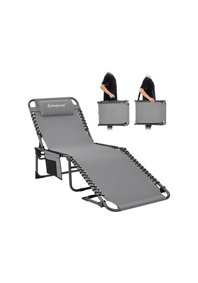Kingcamp Berlin Classic Comfort Lounge 5 Kademeli Katlanır Şezlong Grey Gri
