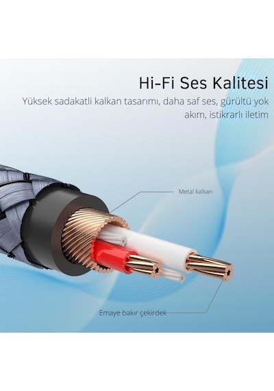Essager Proseri 1mt 3.5mm Jack To Rca Kablo Rca Stereo Hifi Ses Sistemi Kablosu Kopmaz Kablo