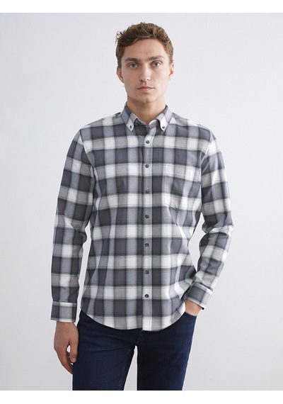 Lcwaıkıkı Classic Siyah Regular Fit Uzun Kollu Ekose Erkek Gömlek