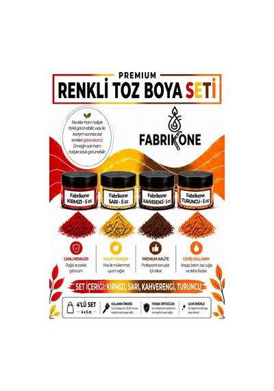 4'lü Set Premium Parafin Soya Wax Toz Mum Boyası Hobi Seti - 5 Cc Kırmızı, Sarı, Kahverengi, Turuncu Bkfab4ksrkht5g Karışık