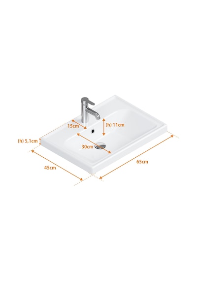 Turkuaz Frame Lavabo 65 x 45 CM Beyaz