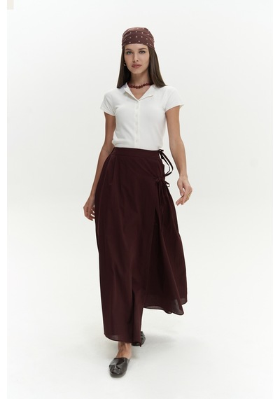 Mai Collection Mai Studios Co. Aida İp Detay Pileli Bordo Etek Bordo