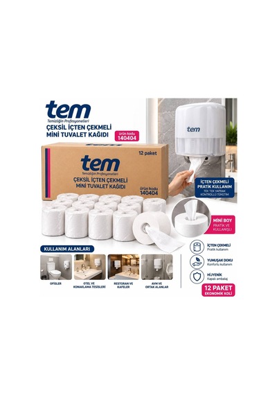 Tem İçten Çekmeli Mini Cimri Tuvalet Kağıdı 12 Li - 938783506