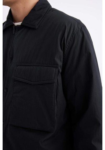 DeFacto Relax Fit Polo Yaka Gömlek Ceket B4941AX24SPBK81