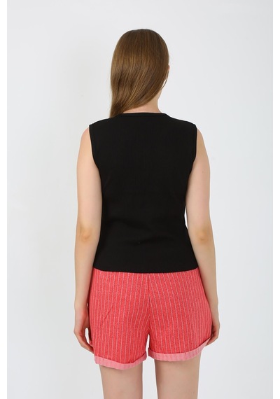 Akbeniz Kadın Kalın Askılı Şortlu Pijama Takım Siyah 3632
