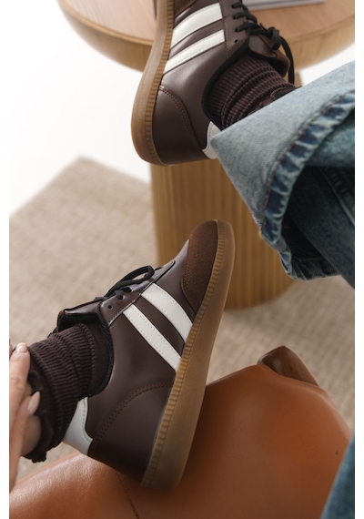 Daxtors Garantili Agnus Günlük Ortopedik Kadın Sneaker Spor Ayakkabı Kahverengi