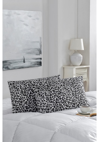 2'li Yastık Kılıfı Pamuklu 50x70 Cm Siyahleopar Siyah Leopar