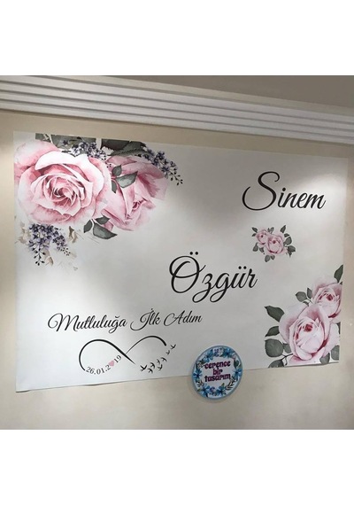 Jetdijitalbaskı Söz Nişan Düğün için Kişiye Özel Branda Afiş Arka Fon (259147269)