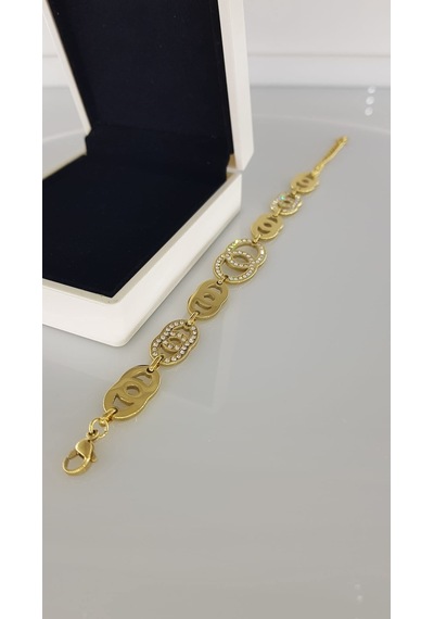 14 K Kuyumcu Model Çelik Bileklik Gold