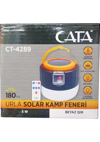 Cata Ct-4289 Urla Güneş Enerjili Şarjlı Kamp Feneri