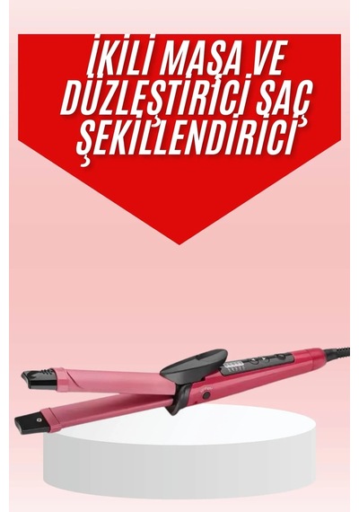 Saç Şekillendirici Düzleştirici Ve Maşa Özellikli Şekillendirici Seramik Kaplama Pembe 41838119