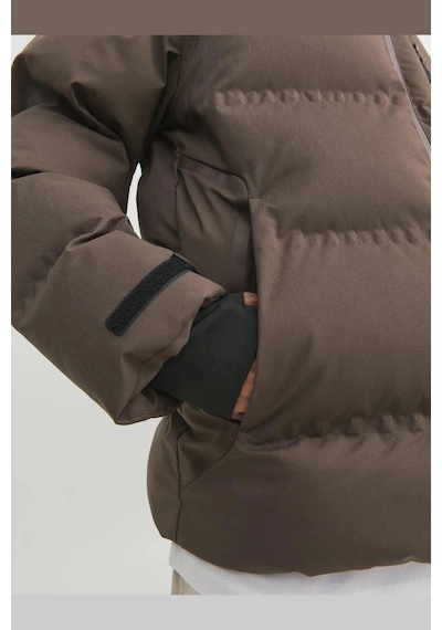 Jack & Jones Kapüşonlu Cep Detaylı Puffer Mont - Sweep Siyah