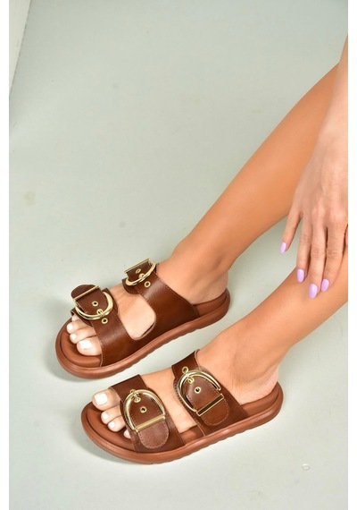 Fox Shoes U725792009 Taba Kadın Terlik Taba-suni Deri