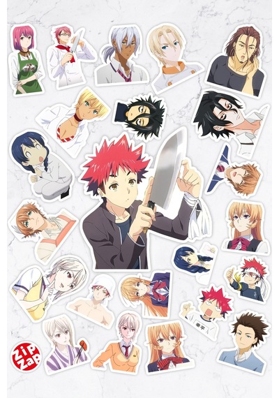 Food Wars Anime Telefon Laptop Bullet Journal Yapışkanlı Folyo Sticker Paketi 23 Adet Çok Renkli