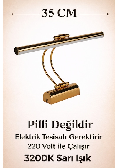 Merwish 35 Cm Flüt Led Aplik 3200k Sarı Işık Kablolu Duvar Apliği 220v Elektrik Bağlantılı Modern Tasarım 35cm 3200k Gold