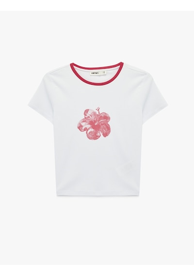 Koton Pamuklu Slim Fit Kısa Kollu Bisiklet Yaka Hibiskus Çiçeği Baskılı Tişört Beyaz 6sak50085ek Beyaz Koton Pamuklu Slim Fit Kısa Kollu Bisiklet Yaka Hibiskus Çiçeği Baskılı Tişört Beyaz 6sak50085ek Beyaz