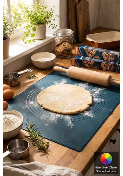 Ölçülü Hamur Açma Matı , Platinium Silikon, 42x35 Cm Çok Renkli