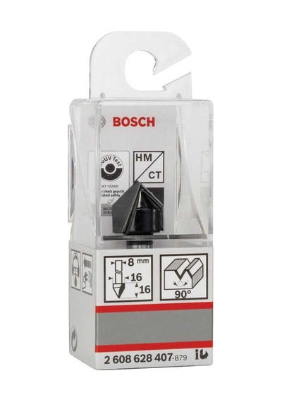 Bosch Standard Seri Ahşap İçin Çift Oluklu Sert Metal V-Kanal 8x16x45 MM Freze - 2608628407