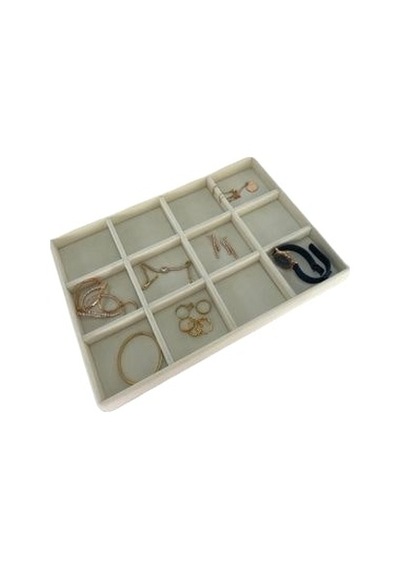 Yerli Üretim Süet Kumaş Krem Renk 34cm/24cm Bölmeli Çekmece İci Krem