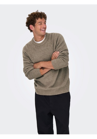Only & Sons Onsdale Rlx Ls Raglan Knıt Erkek Gray Kazak - 22035118 Gri