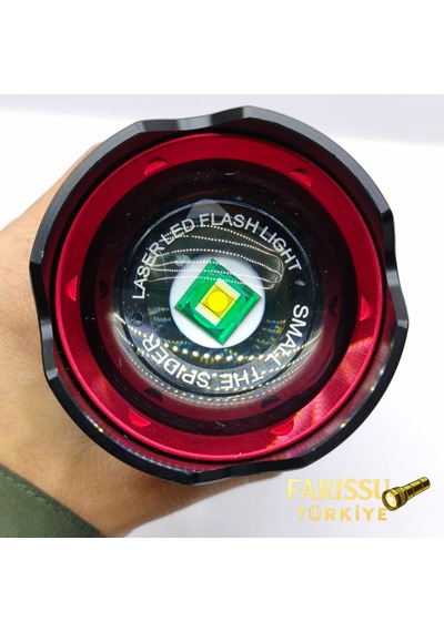 Ps-3900 Yedek Pilli Şarj Edilebilir Zoomlu Profesyonel El Feneri 8 18650 Pil Dahil Siyah