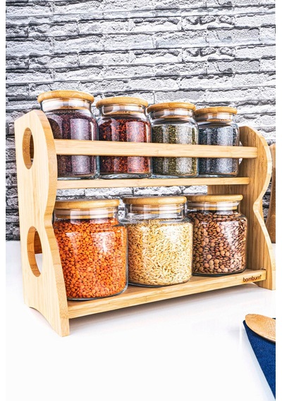 Bambum Bench - 8 Parça 2 Katlı Standlı Baharatlık Seti