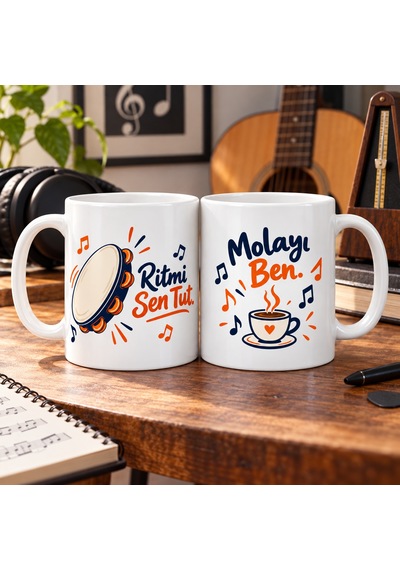 Trendexa Müzik Molamız 2'li Porselen Kupa Seti - Model 457 Mac