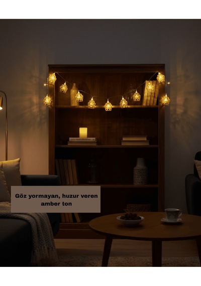 Ramazan Led Işık Pilli Sıcak Sarı Cami Figürlü Ev Dekoru Çok Renkli