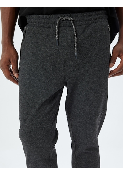 Koton Spor Eşofman Altı Jogger Beli Bağcıklı Dikiş Detaylı Cepli Pamuk Karışımlı Antrasit 5wam40095nk Antrasit