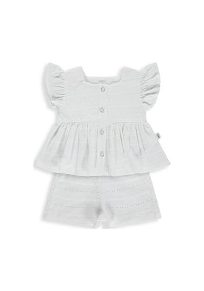 Civil Baby Brodeli Şortlu 6-18 Ay Takım - Ekru