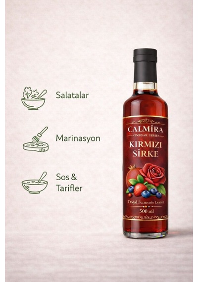 Calmira Kırmızı Sirke 500 Ml / Elma / Nar / Gül / Orman Meyveleri + Collagen