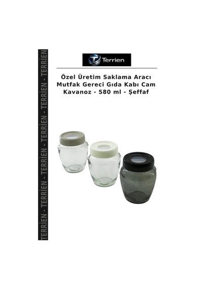 Özel Üretim Saklama Aracı Mutfak Gereci Gıda Kabı Cam Kavanoz - 580 Ml - Şeffaf Çok Renkli