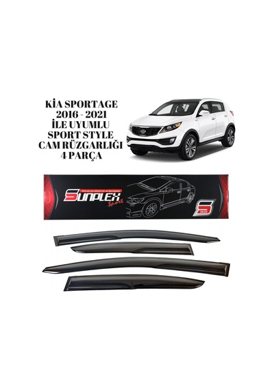 Kia Sportage 2016 2017 2018 2019 2020 2021 İle Uyumlu Sport Style Cam Rüzgarlığı 4 Parça Sunplex 1 Adet