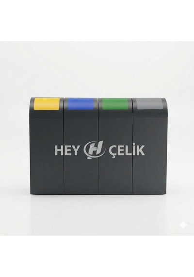 4 Lü Sıfır Atık Kutusu Sak-204 - Metal Geri Dönüşüm Ünitesi - Hey Çelik