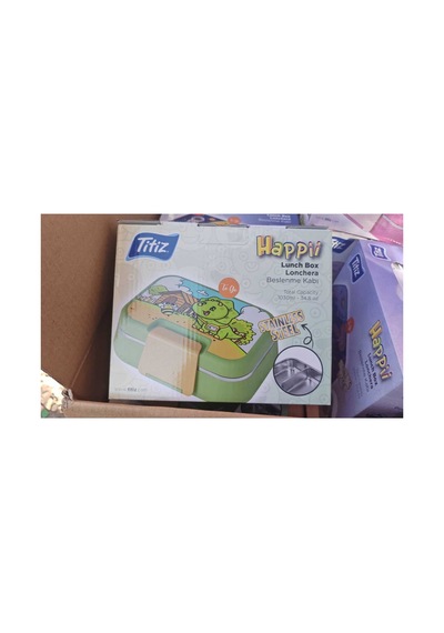 304 Paslanmaz Çelik 2 Katlı 2 Bölmeli 1030ml Happii Beslenme Çantası Temalı Lunch Box Yeşil