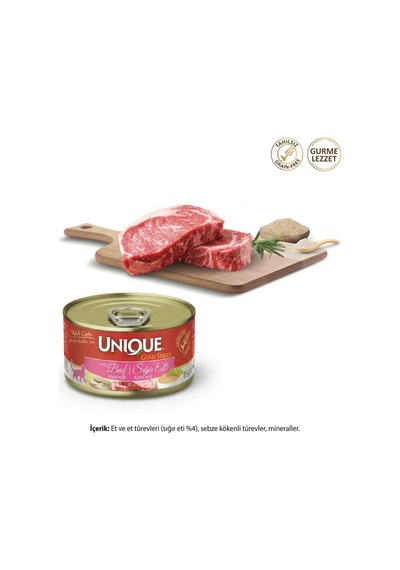 Unıque Gold Series Tahılsız Sığır Etli Mousse Yetişkin Kedi Konservesi 85 Gr X 12 Adet