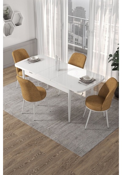 Canisa Kor Serisi 70x114 Açılabilir Mutfak Masası Takımı Beyaz Masa 4 Cappucino Sandalye Masa Beyaz Sandalyeler Cappuccıno Canisa Kor Serisi 70x114 Açılabilir Mutfak Masası Takımı Beyaz Masa 4 Cappucino Sandalye Masa Beyaz Sandalyeler Cappuccıno